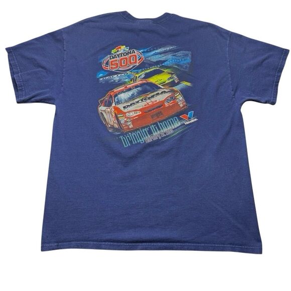 Vintage Nascar 2005 Daytona 500 Men's T-Shirt XL Blue Short Sleeve Double Side - Picture 1 of 10